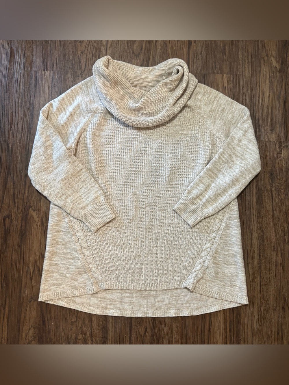 Croft & Barrow 2XL Cream Beige Cowl Neck Cable Knit Pullover Sweater